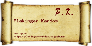 Plakinger Kardos névjegykártya